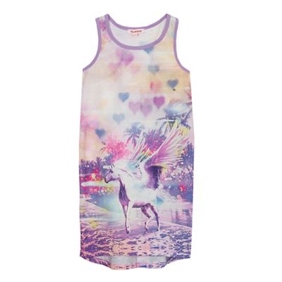 Girls' multi-coloured unicorn print vest dress